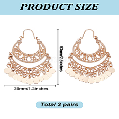 2 пара серег-люстр из сплава в форме веера для женщин&nbsp;EJEW-LP0001-50