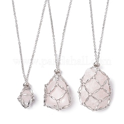 3 шт. 3 стиля 304 нержавеющая сталь и латунь макраме мешочек пустой держатель камней для изготовления подвесок ожерелий NJEW-JN04442