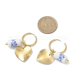 Серьги-кольца из нержавеющей стали 316 и 202 в форме колонны с сердцем&nbsp;EJEW-JE06736-01