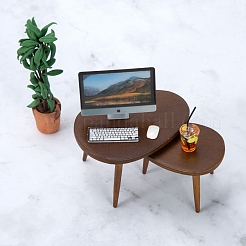 木製コーヒーテーブルミニチュア装飾品  マイクロランドスケープホームドールハウスアクセサリー  キャメル  40~53x38~45x55~75mm&nbsp;PW-WGD9183-01