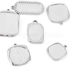 6 pièce 6 styles de pendentifs cabochons en acier inoxydable 304&nbsp;STAS-TA0005-71P