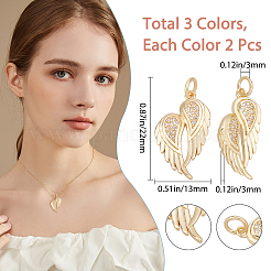 6шт 3 цвета латунные микропаве прозрачные кубические циркониевые подвески ZIRC-BBC0001-07