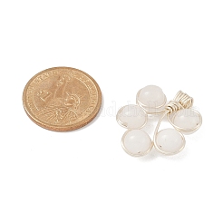 Pendentifs en perles rondes enroulées en fil de cuivre en onyx noir naturel (teint et chauffé)/jade blanc/jade de Malaisie/quartz rose/cristal de quartz&nbsp;PALLOY-JF03536-01