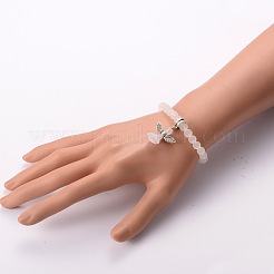 Vetro braccialetti perline bambini di fascino elastiche smerigliato per il giorno dei bambini&nbsp;BJEW-JB01769-07