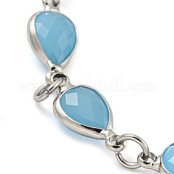 Braccialetti con catena a maglie in vetro sfaccettato a cuore&nbsp;BJEW-C059-01A-P
