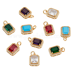 10 Stück 5 Farben Messing Glas Charms&nbsp;ZIRC-GA0001-18