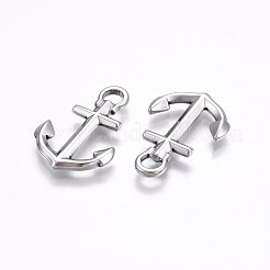 変色しにくい201ステンレススチールペンダント  アンカー  ステンレス鋼色  30x20x3mm  穴：4x4.5mm&nbsp;STAS-E438-64P