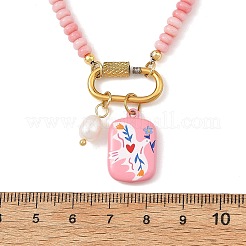 Colliers pour femmes avec pendentif en acier inoxydable 304 et perles rondelles en verre teinté&nbsp;NJEW-JN06540-01