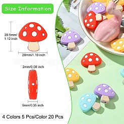 20 шт. 4 цвета грибные пищевые экологически чистые силиконовые фокусные бусины&nbsp;SIL-CJ0001-63