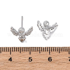 真鍮製スタンドピアス  フクロウ  プラチナメッキ  10.5x11.5mm&nbsp;EJEW-D288-17P