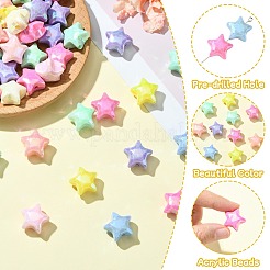 不透明なアクリルビーズ  虹メッキ  スター  ミックスカラー  19x19x11.5mm  穴：3mm&nbsp;FIND-CJC0010-88