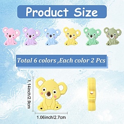 12шт 6-х цветные силиконовые бусины коала&nbsp;FIND-YW0008-85