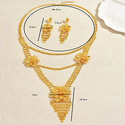 Luxuriöses Set aus Halskette mit floralem Quastenanhänger aus Eisen und Ohrsteckern für Damen&nbsp;VS2280