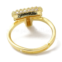 Стойка покрытие буква латунь микро паве прозрачный кубический цирконий регулируемые кольца для женщин KK-S391-03G-T