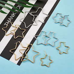 ステンレス製のフープピアス  スター  ゴールデン·ステンレス鋼色  12ゲージ  30x30x2mm  24個/セット&nbsp;STAS-TA0001-20
