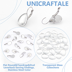 Комплекты украшений для сережек с застежкой-рычагом из нержавеющей стали 304 и стекла&nbsp;DIY-UN0006-06