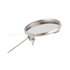 Оправы для кабошонов для брошей из нержавеющей стали 304 STAS-E547-08E-P