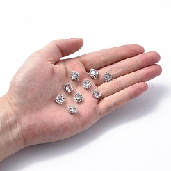 ハート合金チャーム  キュービックジルコニア付き  プラチナ  12x8.5x5mm  穴：1mm&nbsp;ZIRC-R007-043A-02