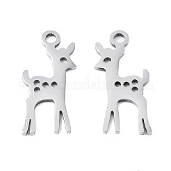 変色しない201ステンレススチールペンダント  レーザー切断  鹿  ステンレス鋼色  19.5x9x1mm  穴：1.4mm&nbsp;STAS-T044-255P
