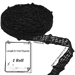 ポリエステル刺繍レーストリム  音符模様  ブラック  1/2~3/4インチ（13~19mm）  約10ヤード/ロール&nbsp;OCOR-WH0060-91A