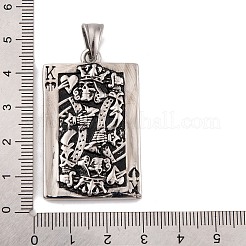 304ステンレスペンダント  トランプ  ハートのキングチャーム  アンティークシルバー  43.5x27.5x5mm  穴：8x4.5mm&nbsp;STAS-K283-23AS