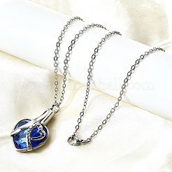 Ожерелья из нержавеющей стали 304 и синего стекла в форме сердца с урной для пепла&nbsp;NJEW-K393-04P