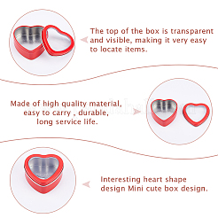 Подарочные коробки из жести в форме сердца с прозрачным окошком в крышке&nbsp;CON-WH0112-033