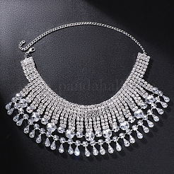 Ожерелья-нагрудники из сплава с многослойной каплевидной формой и кристаллами FS-WG9A2DA-02