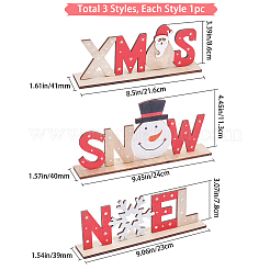 3セット3スタイルの天然木製文字ホームディスプレイ装飾  クリスマスのために  父のクリスマス＆スノーマン＆スノーフレーク  ミックスカラー  1セット/スタイル&nbsp;DJEW-GF0001-07