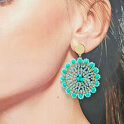 Серьги-гвоздики со стеклянными подвесками из нержавеющей стали 304&nbsp;FS-WG8075B-01