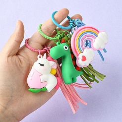 Брелки из ПВХ радуга/единорог/динозавр&nbsp;KEYC-YW00007