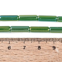 電気メッキジェイド風ガラスビーズ連売り  チューブ  ABカラーメッキ  シーグリーン  13~13.5x4~4.5mm  穴：0.5~0.8mm  約27~30個/連  13.98~15.75インチ（35.5~40cm）&nbsp;EGLA-Q132-02A-A01