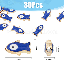 Бусины из эмалированного сплава с легким позолоченным покрытием ENAM-WH0001-24