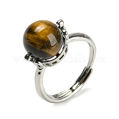 Круглые регулируемые кольца из смешанных натуральных и синтетических драгоценных камней RJEW-G290-02P