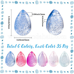 210шт 6 цвета прозрачные стеклянные бусины GGLA-LT0001-02B