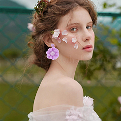 4 пара двухцветных сережек-гвоздиков в стиле бохо с цветком рафии и железными штифтами EJEW-FI0002-26