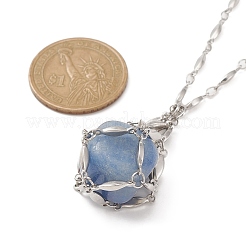 Устойчивая к потускнению цепочка из нержавеющей стали 304 макраме мешочек пустой держатель камней для изготовления подвесок ожерелий NJEW-JN04398