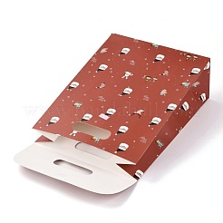 Рождественские тематические узоры прямоугольные сумки из крафт-бумаги CARB-L008-02L-01