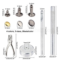 Железные заклепки с двойной крышкой и наборы инструментов для установки DIY-WH0167-65