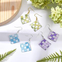 Kit de fabrication de boucles d'oreilles pendantes en damier&nbsp;DIY-OC0008-06