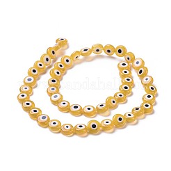 Ручной сглаза Lampwork плоские круглые пряди шарик&nbsp;LAMP-L058-10mm-01