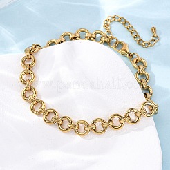 Браслеты на ногу из нержавеющей стали 304 с цепочкой из колец AJEW-A057-11G