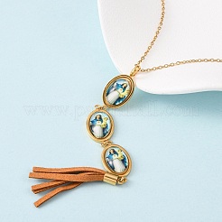 Комплекты из ожерелий и серег-гвоздиков из нержавеющей стали 304 с подвесками и смолой для женщин SJEW-B022-02G