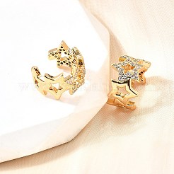 Латунные серьги-манжеты из прозрачного кубического циркония&nbsp;EJEW-F370-02G