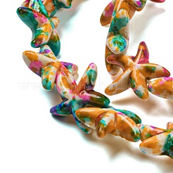 С напылением окрашенные синтетические бирюзовые бусинки&nbsp;G-E617-A01-01