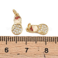 Рождественские латунные эмалевые подвески с микропаве из кубических цирконий&nbsp;KK-L255-19G-07
