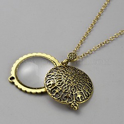 Ожерелья-лупы в тибетском стиле из сплава с полыми счастливыми деревьями и лупой для женщин&nbsp;NJEW-WH0001-24