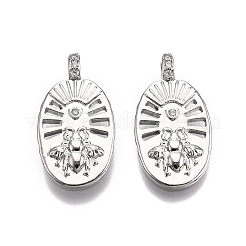 Латунные микропаве прозрачные подвески с фианитом&nbsp;KK-C005-09P