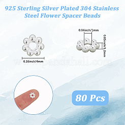 80 шт. разделительные бусины из нержавеющей стали 304&nbsp;STAS-BBC0008-27C-P