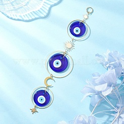 Плоские круглые подвесные ловцы солнца ручной работы с изображением сглаза HJEW-JM04405